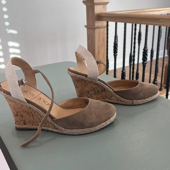 Sole Society Tan Suede Espadrille Wedges - Picture 3 of 5